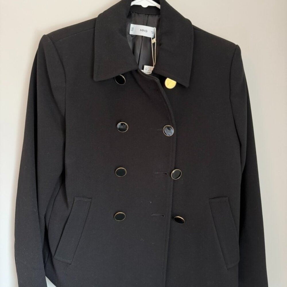 Mango Black Double Breasted Blazer Jacket Women’s Large NWT